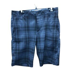 Fila Mens Black Slate Blue Plaid Shorts‎
